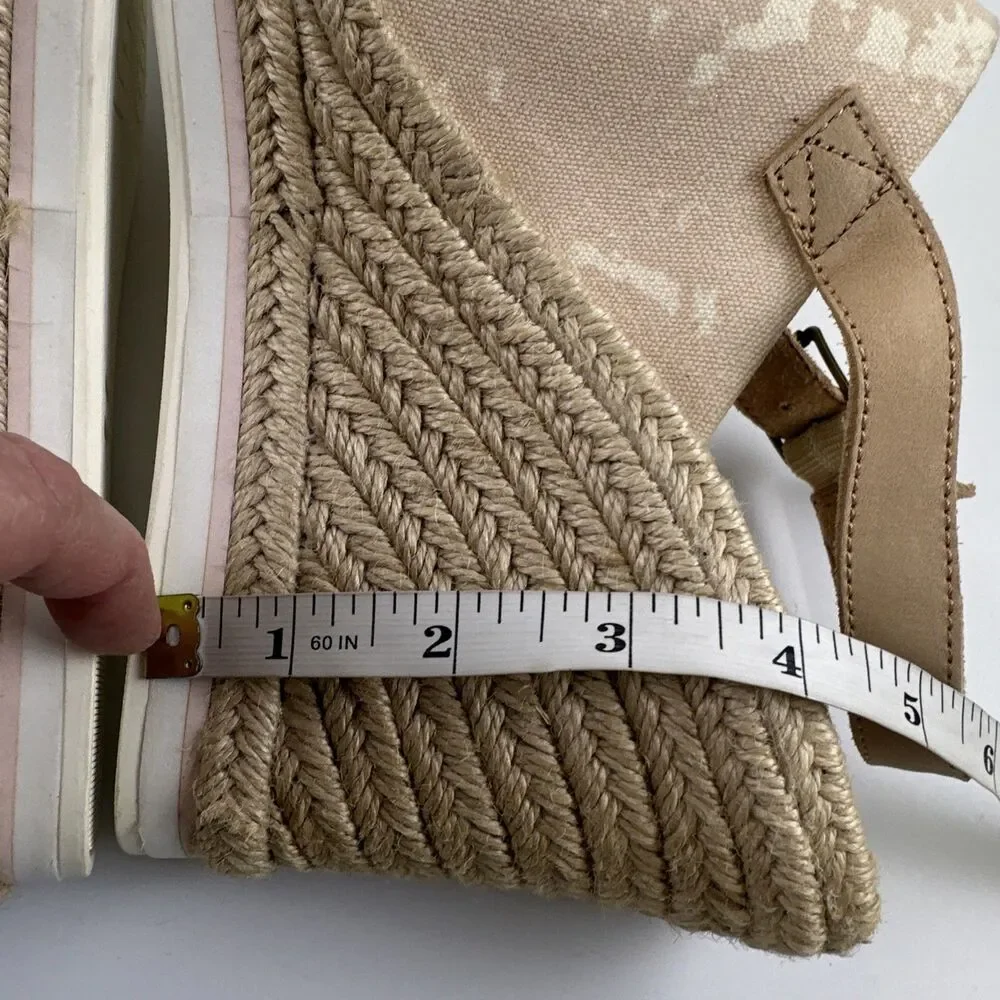 Toms‎ Monica Wedge Espadrille Pink Canvas Slingback Buckle 1001824 Womens 11